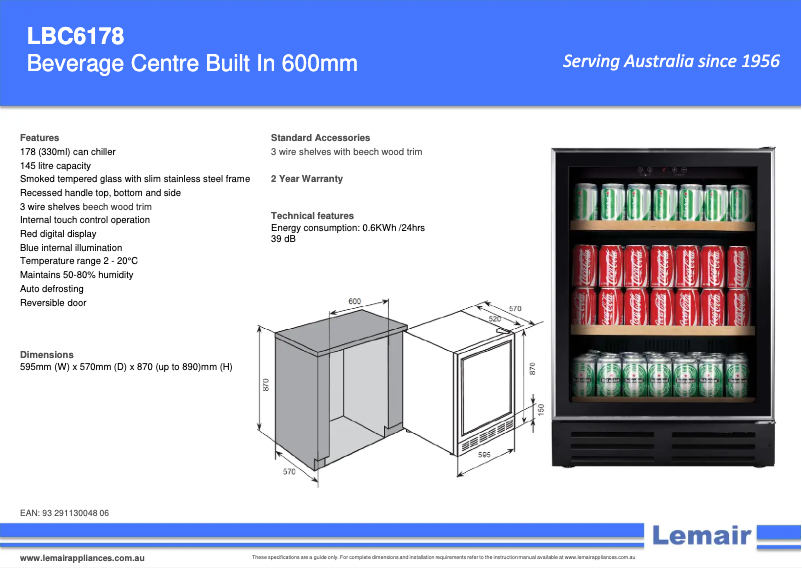 Page 1 of the manual Technical Sheet Lemair LBC6178