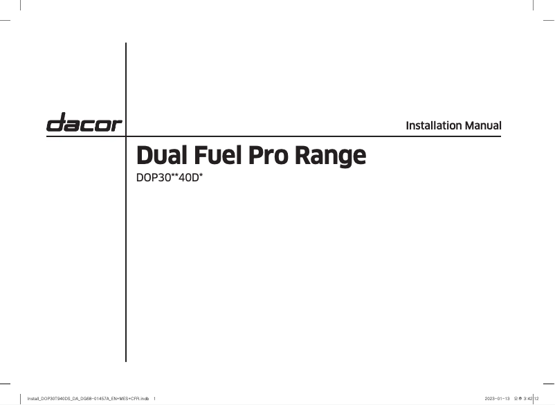 First page image of the manual for DOP30T940DS