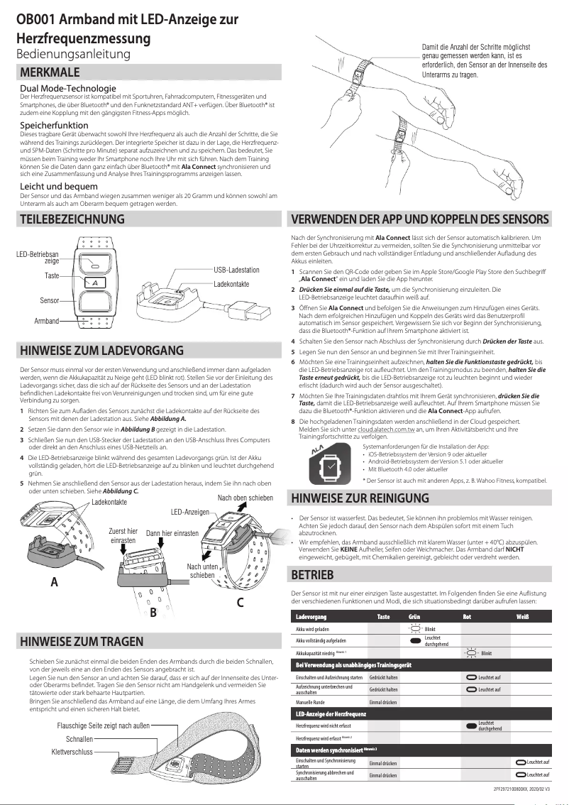 First page image of the manual for OB001