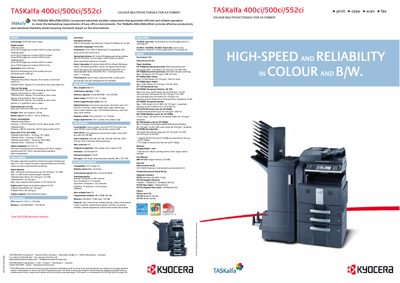 Page 1 of the manual Brochure Kyocera TASKalfa 500ci