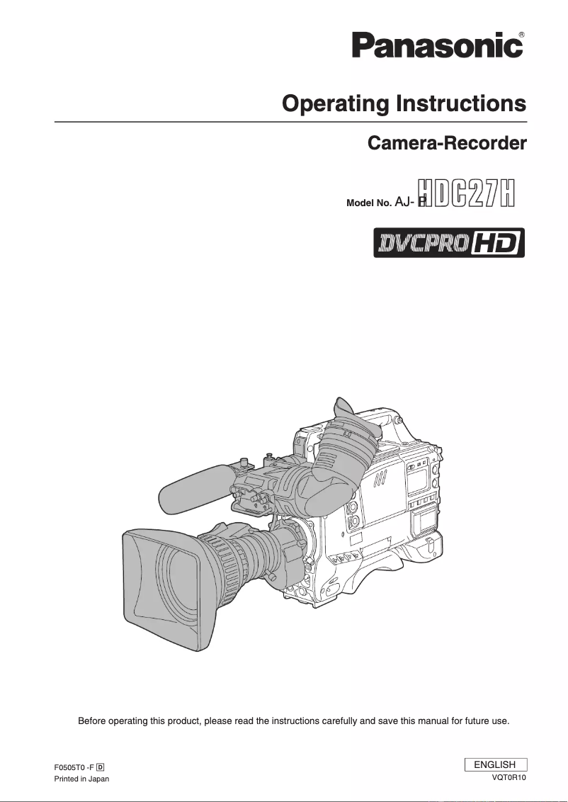 Page 1 of the manual User Manual Panasonic AJ-HDC27H