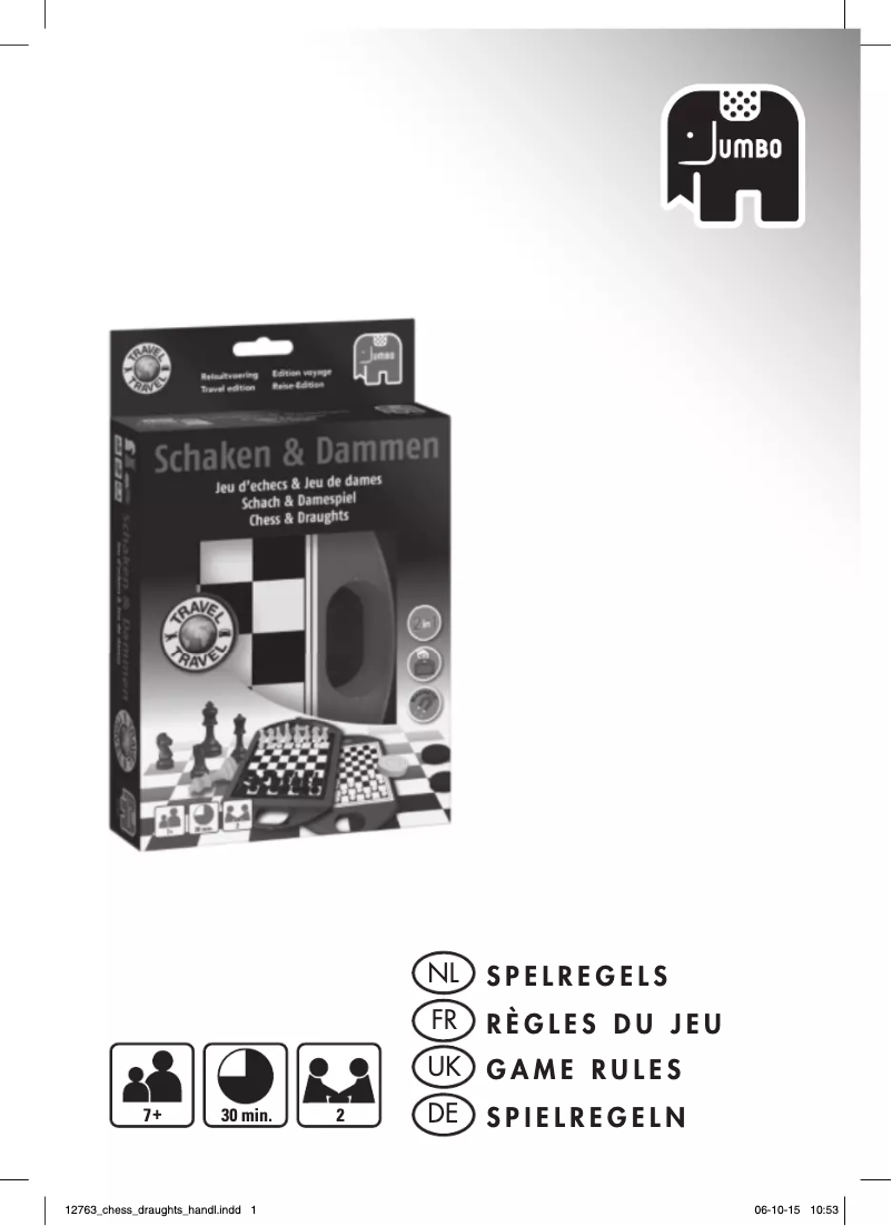 Page 1 of the manual User Manual Jumbo Schaken & Dammen Reisspel