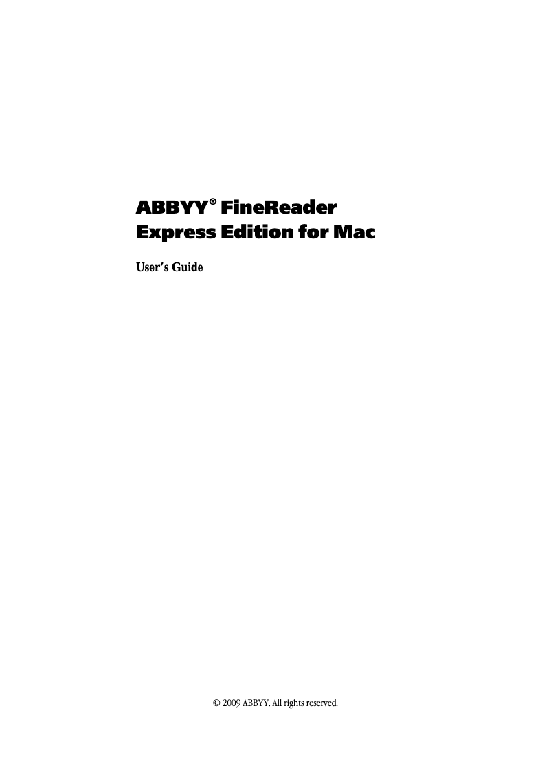 Page 1 of the manual User Manual ABBYY FineReader Express (Mac)