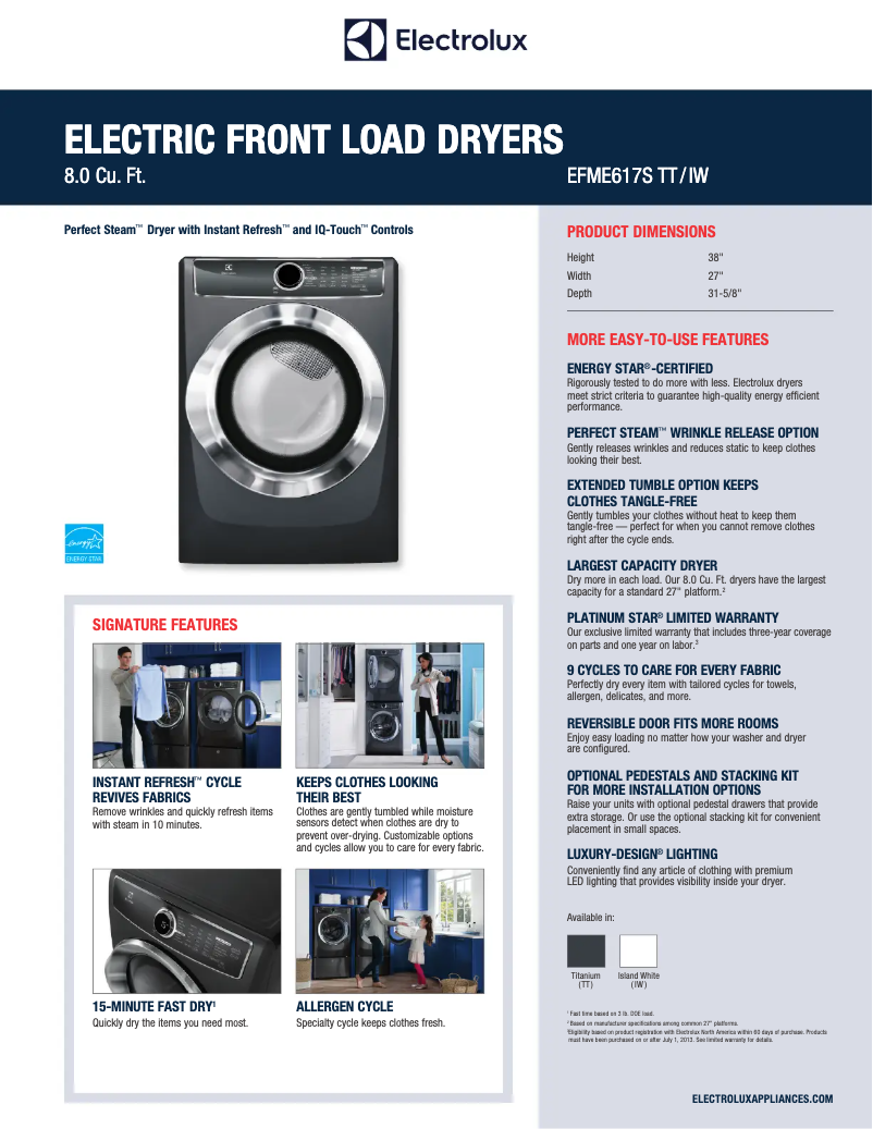 First page image of the manual for EFME617S