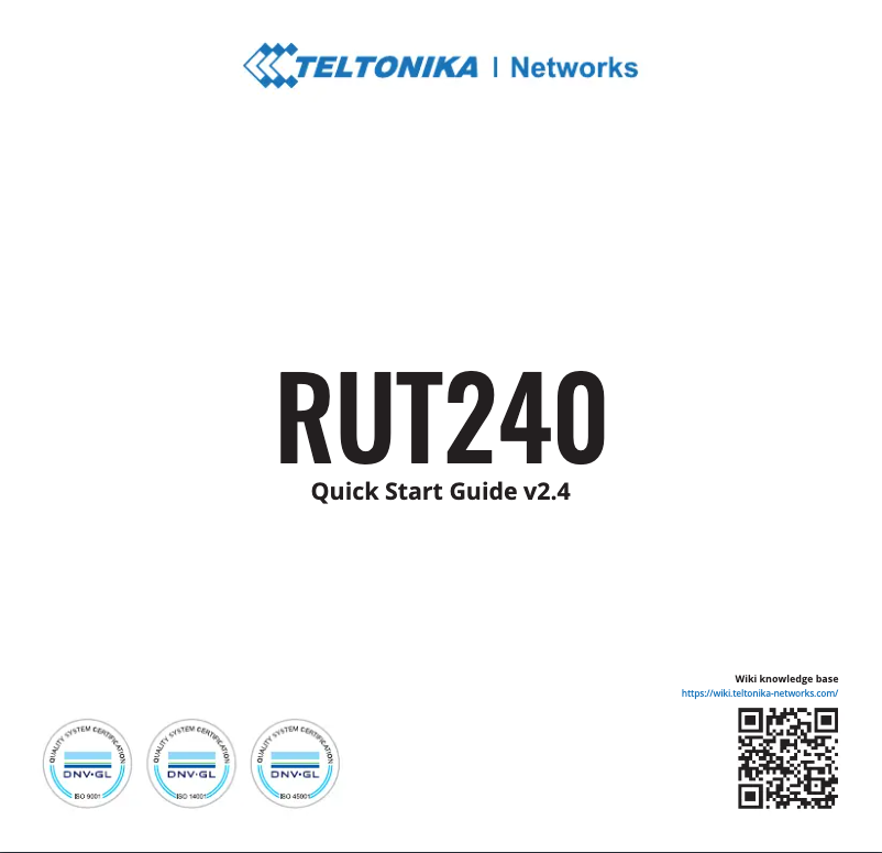 First page image of the manual for RUT240