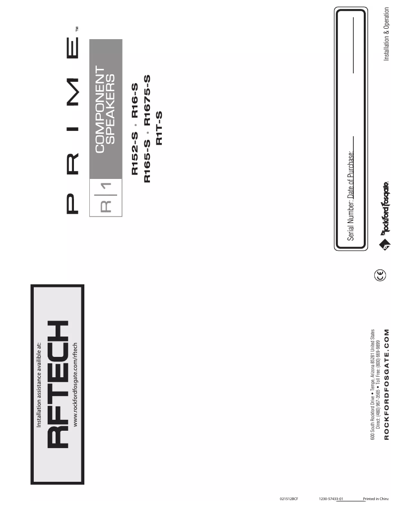 Page 1 de la notice Manuel utilisateur Rockford Fosgate R165-S