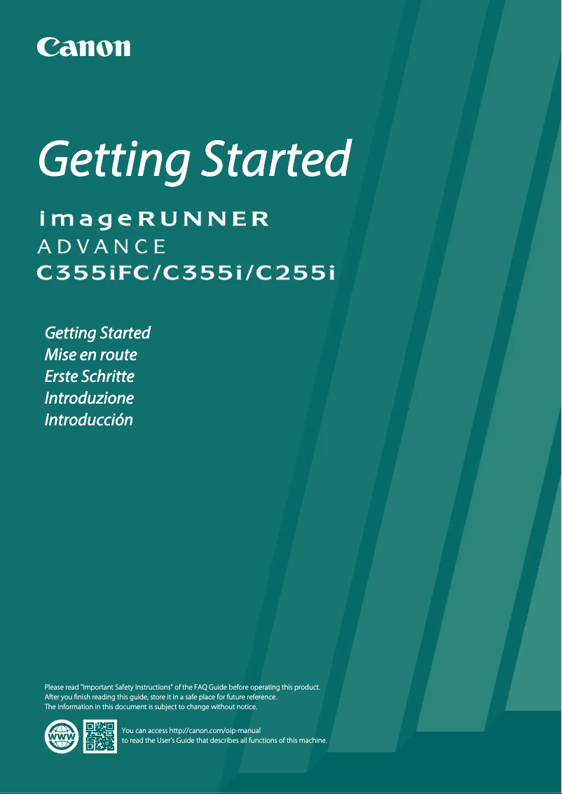 Page 1 of the manual User Manual Canon imageRUNNER ADVANCE C355iFC