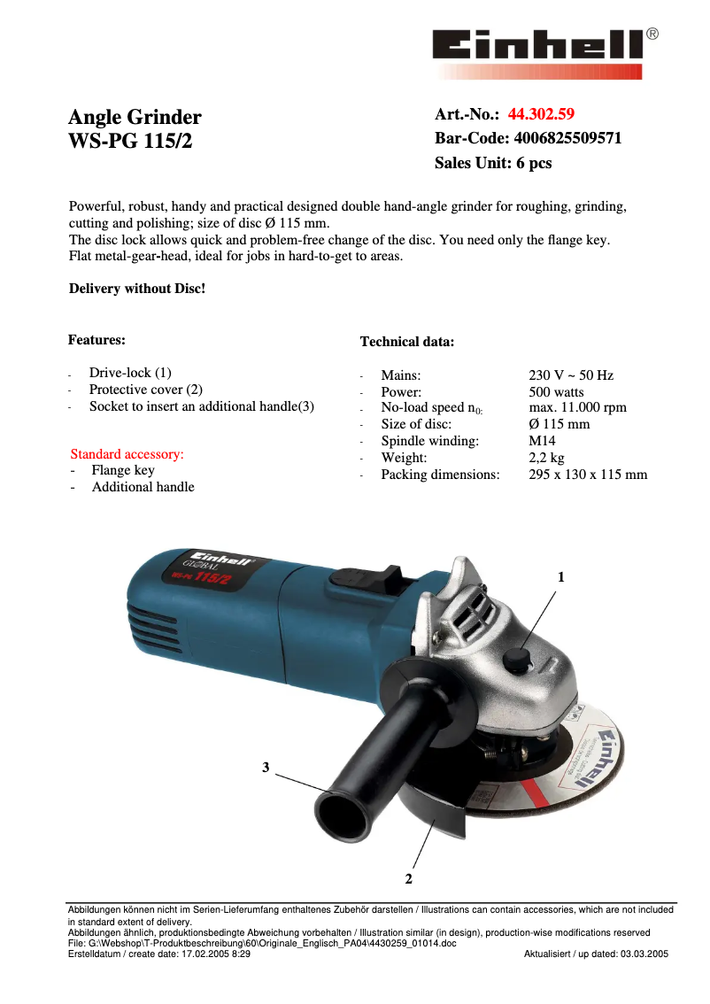 Page 1 of the manual User Manual Global WS-PG 115/2