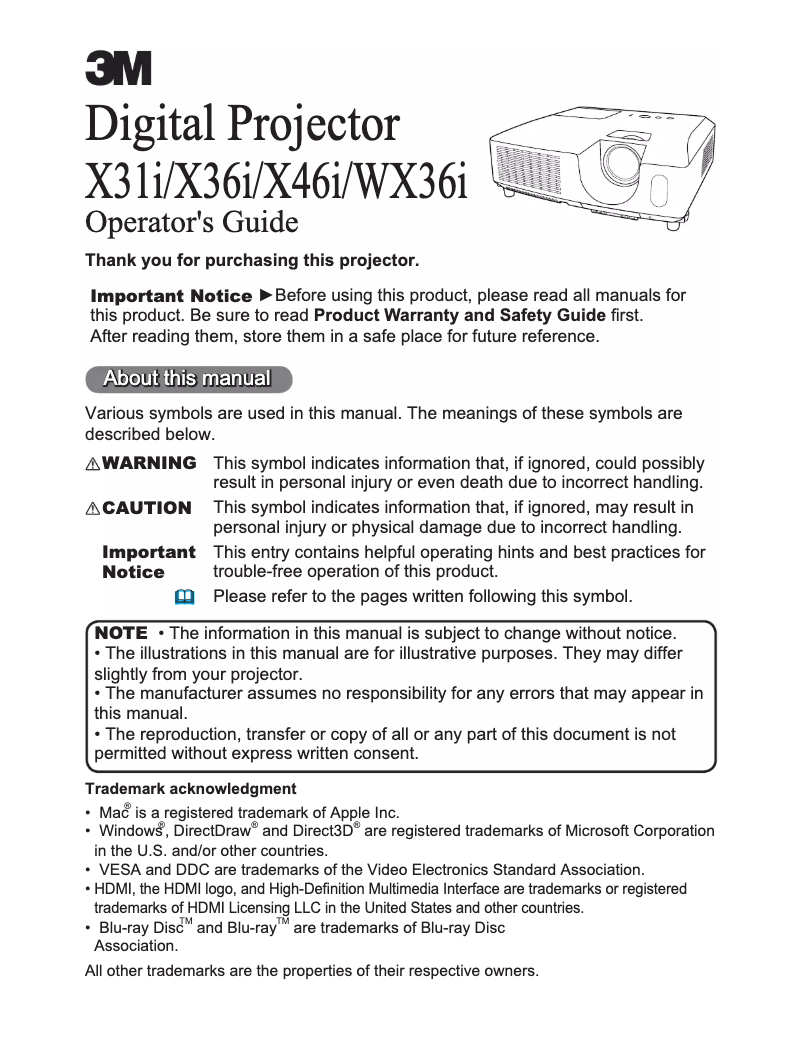 First page image of the manual for X36i