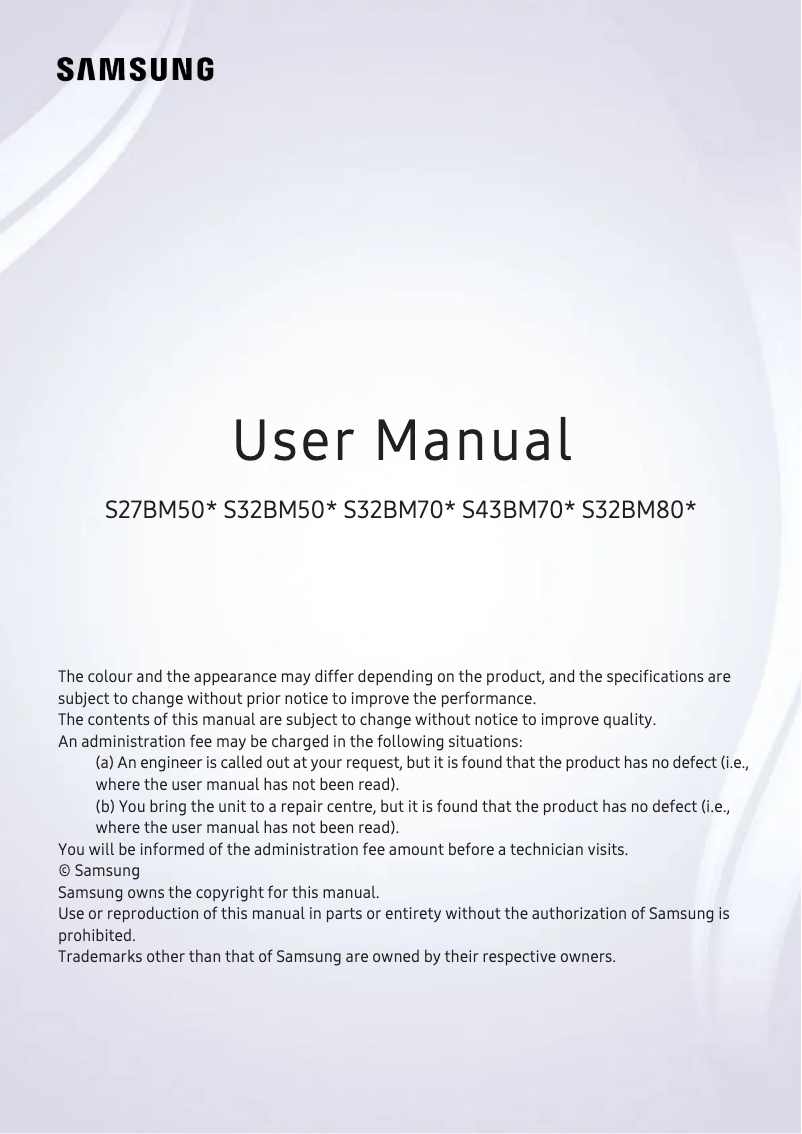 Page 1 of the manual User Manual Samsung S32BM80G
