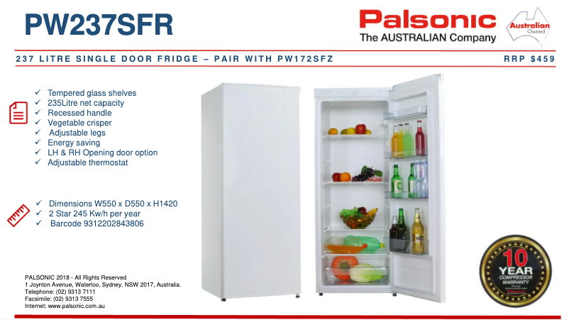 First page image of the manual for PW237SFR