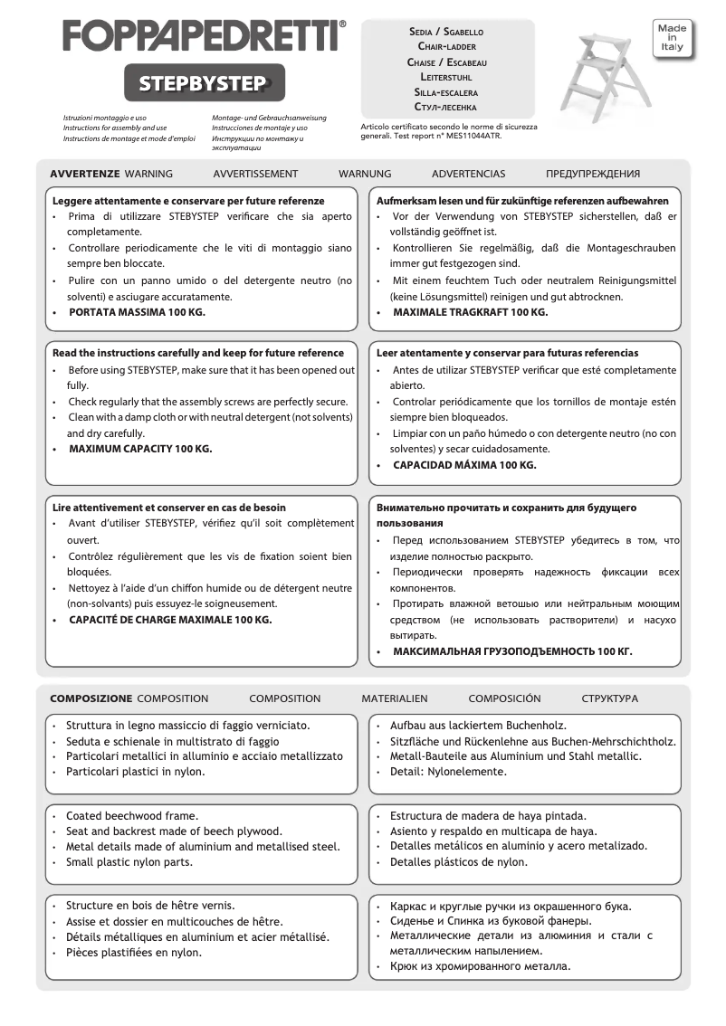 Page 1 of the manual User Manual Foppapedretti StepByStep