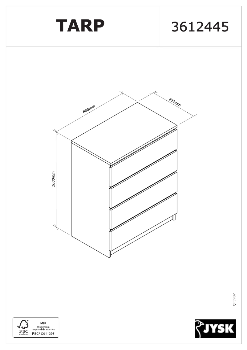 First page image of the manual for Tarp (80x100x48)