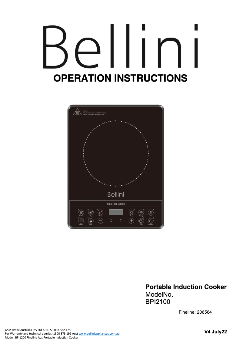 Page 1 of the manual User Manual Bellini BPI2100