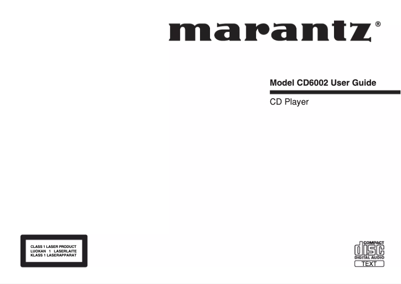 First page image of the manual for CD6002