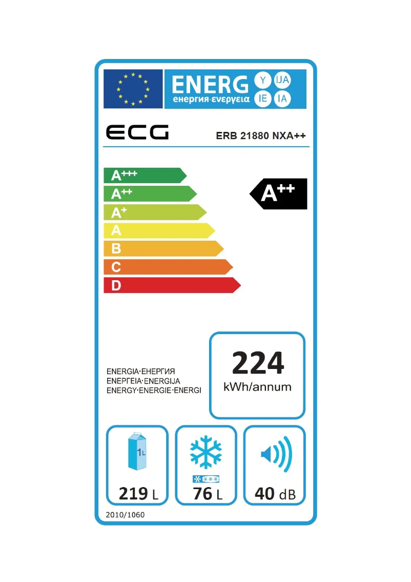Page 1 of the manual Energy Label ECG ERB 21880 NXA++