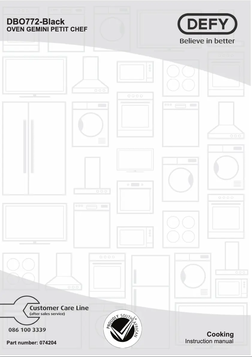 First page image of the manual for DBO772