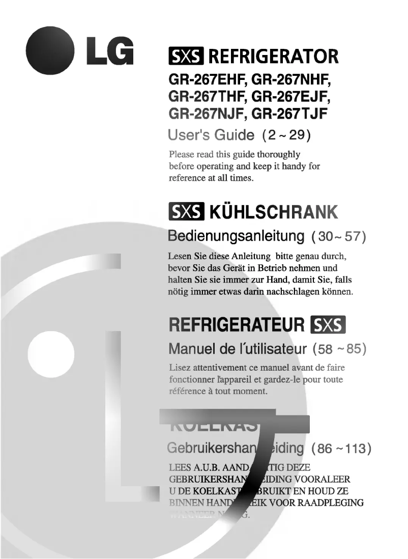 Page 1 of the manual User Manual LG GR-267NJF