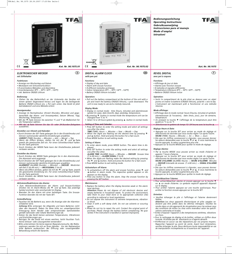 First page image of the manual for 98.1075.01