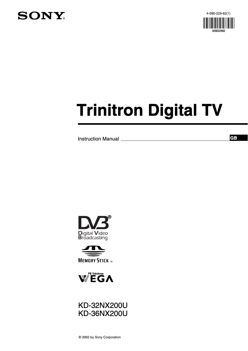 Page 1 of the manual User Manual Sony KD-36NX200