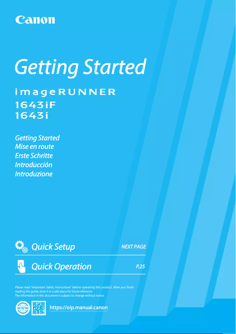 Page 1 of the manual User Manual Canon imageRUNNER 1643i