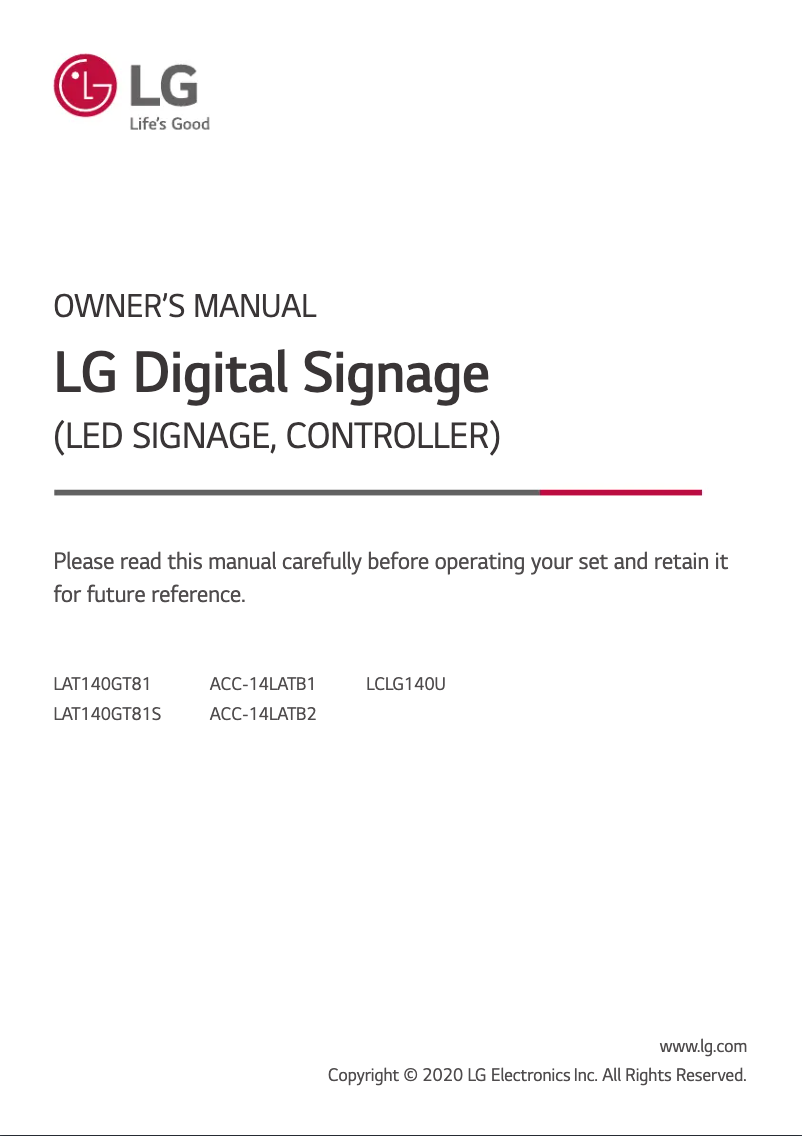 Page 1 of the manual User Manual LG ACC-14LATB1