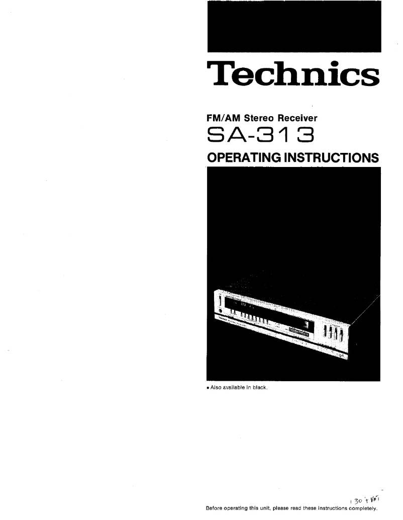 Page 1 of the manual User Manual Technics SA-313
