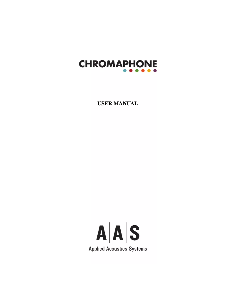 Page 1 of the manual User Manual AAS Chromaphone