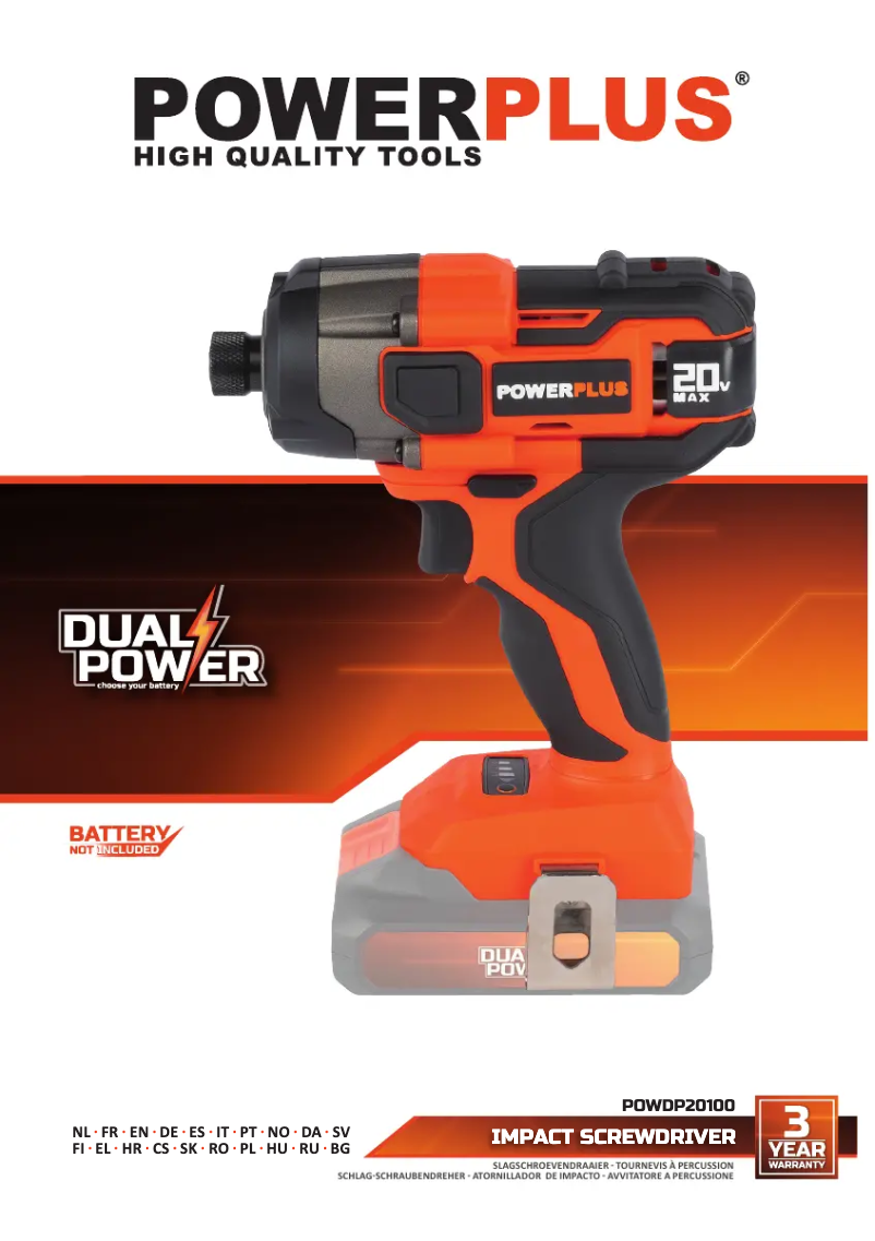 First page image of the manual for POWDP20100