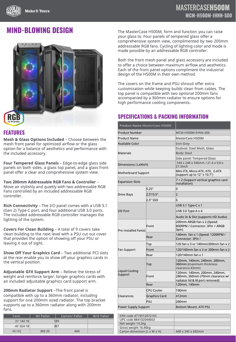 First page image of the manual for MasterCase H500M