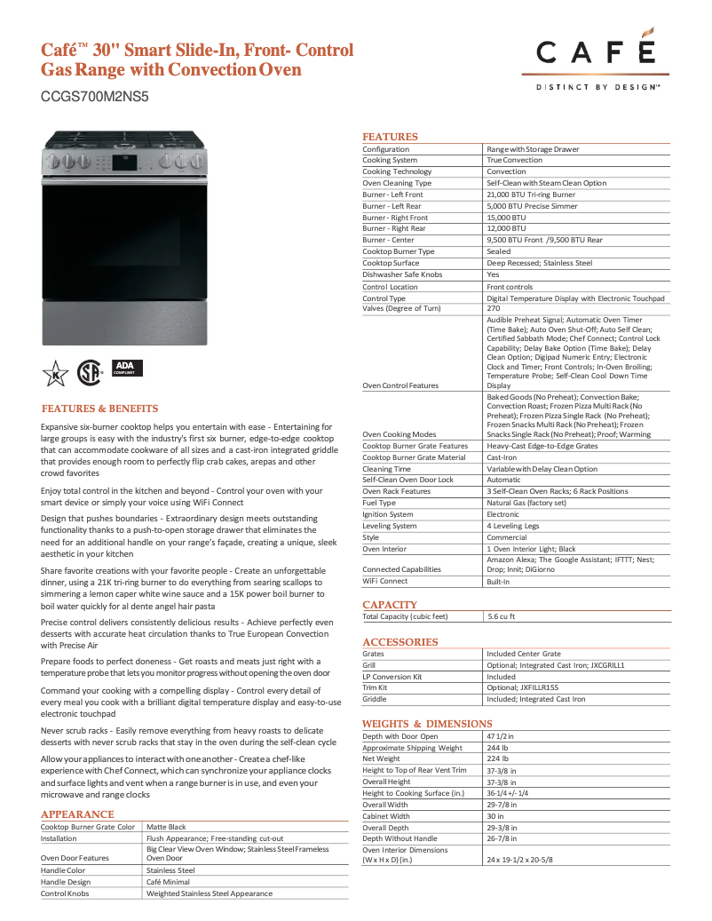 Page 1 of the manual User Manual Café CCGS700M2NS5