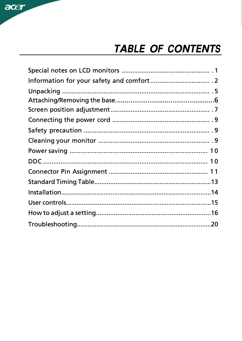 Page 1 of the manual User Manual Acer B233H