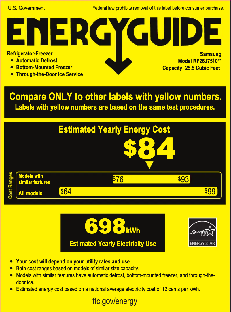 Page 1 of the manual Energy Label Samsung RF26J7510SR