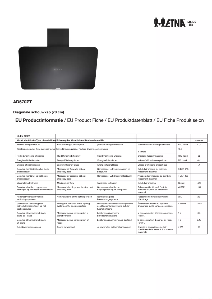 First page image of the manual for AD570ZT