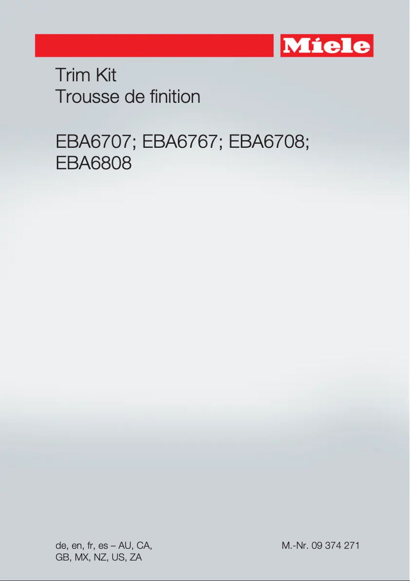 Page 1 of the manual Technical Sheet Miele EBA6767