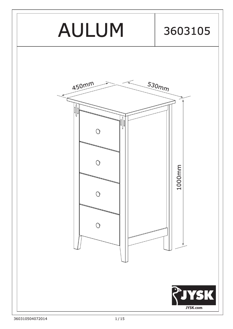 First page image of the manual for Aulum (53x100x45)