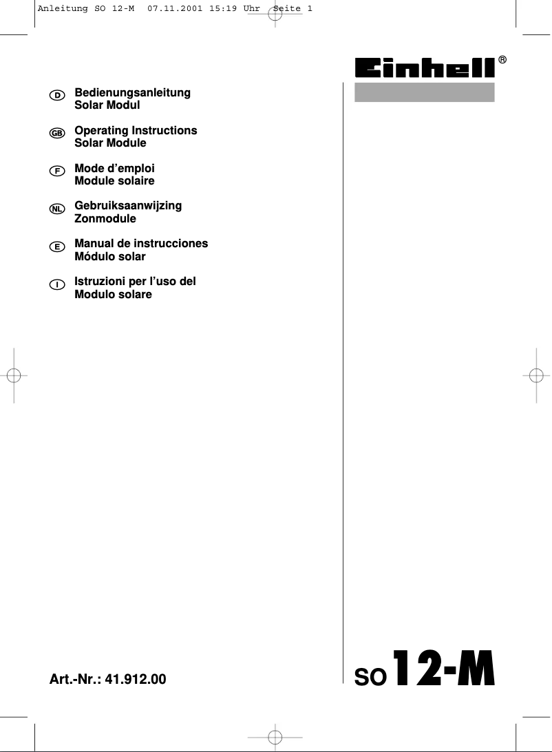 Page 1 of the manual User Manual Einhell SO 12-M