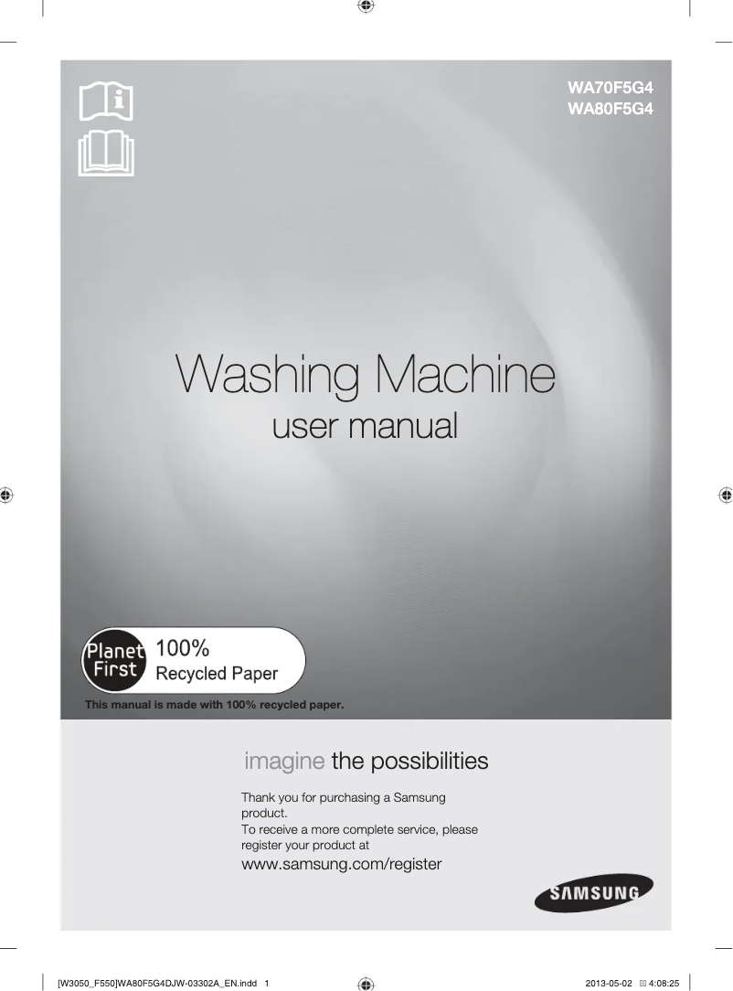 Page 1 of the manual User Manual Samsung WA80F5G4DJW