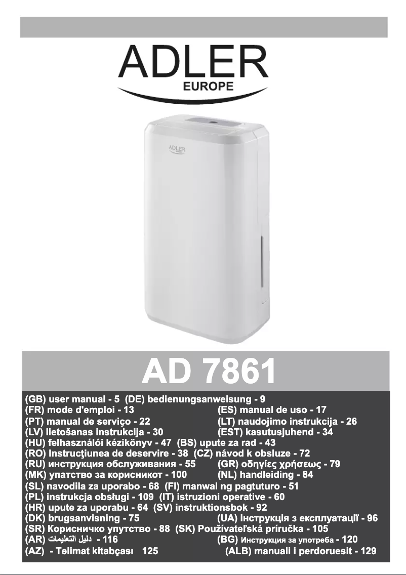 Page 1 of the manual User Manual Adler AD 7861