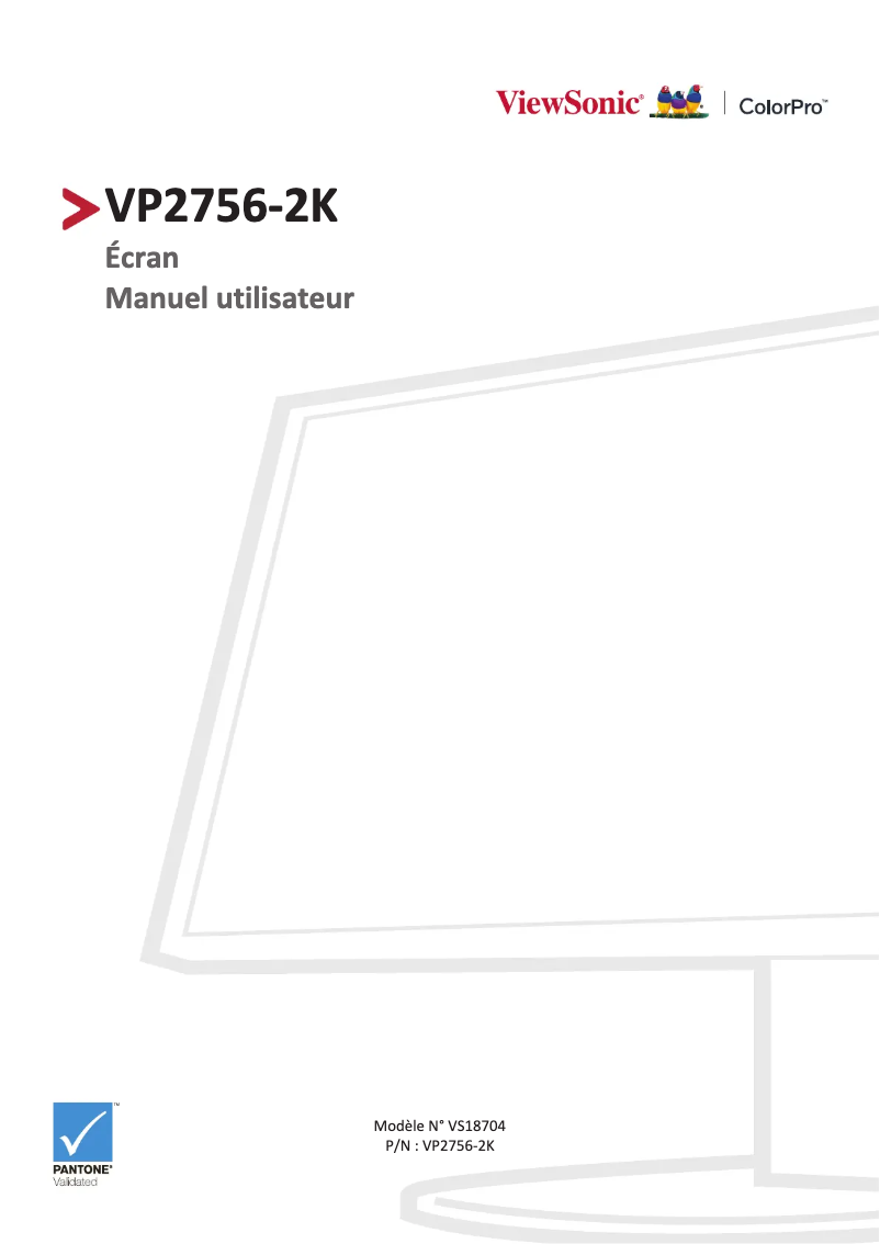 Page 1 de la notice Manuel utilisateur Viewsonic VP2756-2K