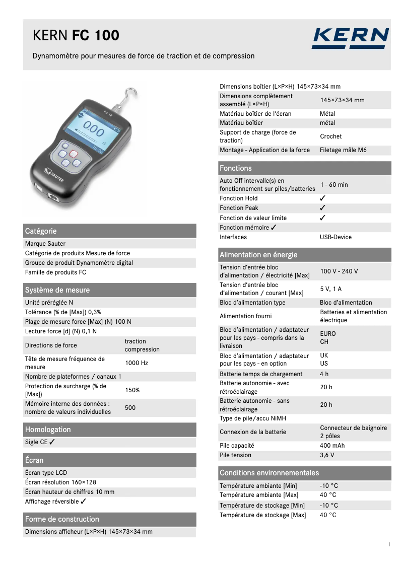 First page image of the manual for FC 100