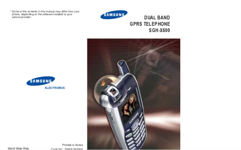 First page image of the manual for X600