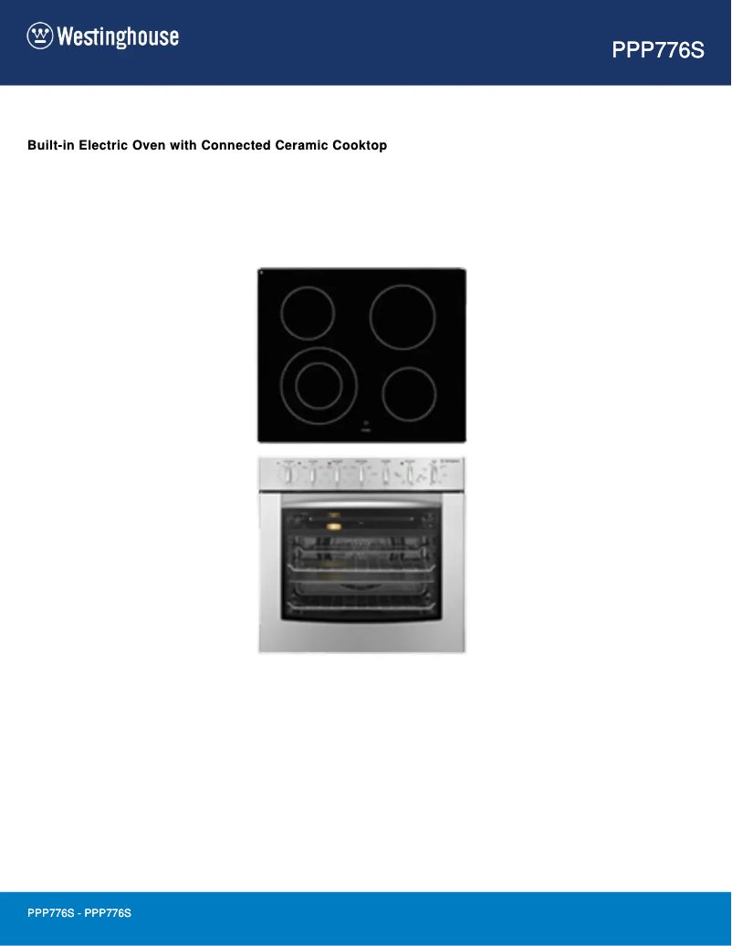 Page 1 of the manual Technical Sheet Westinghouse PPP776S
