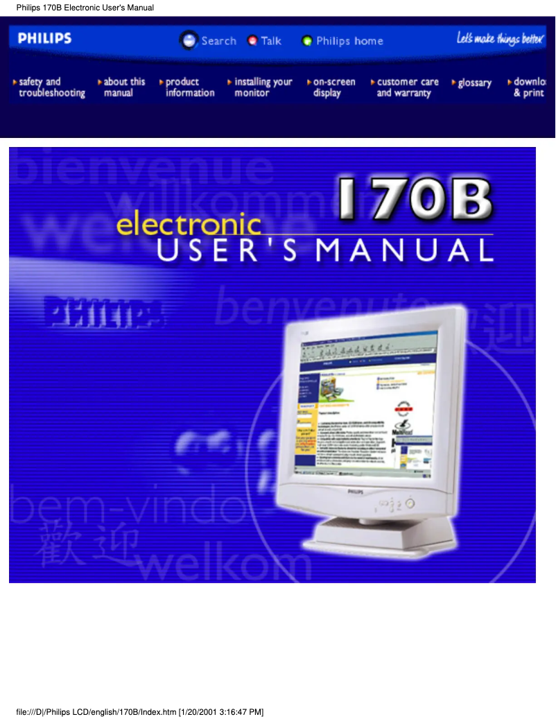 First page image of the manual for 170B