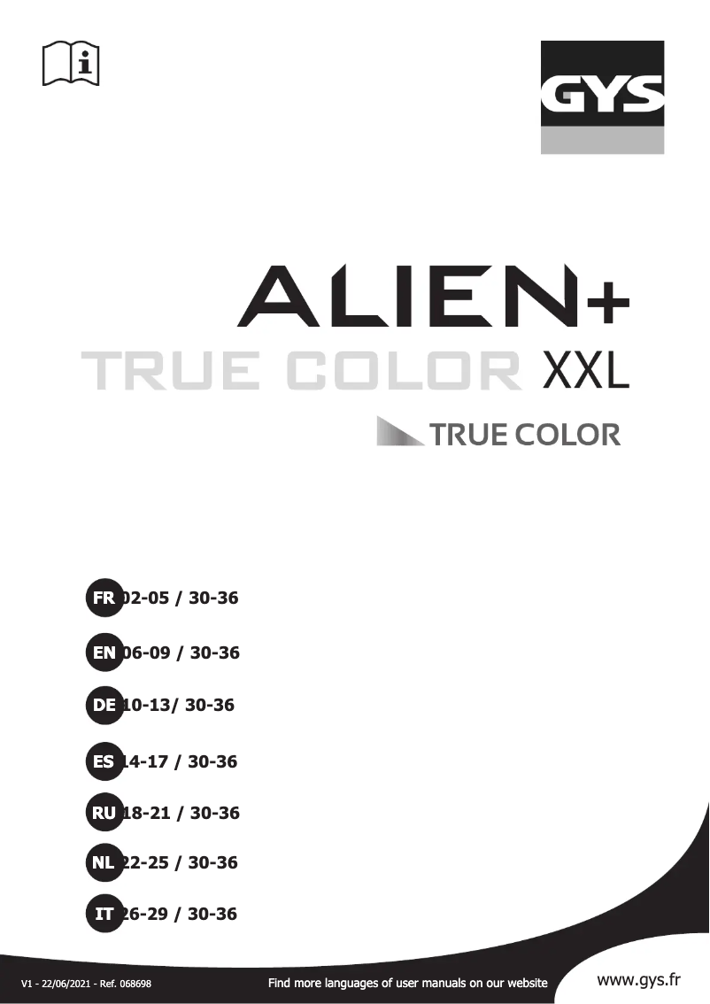 First page image of the manual for LCD Alien+ True Color XXL
