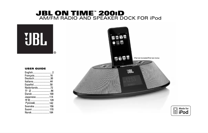 Page 1 of the manual User Manual JBL ON TIME 200ID