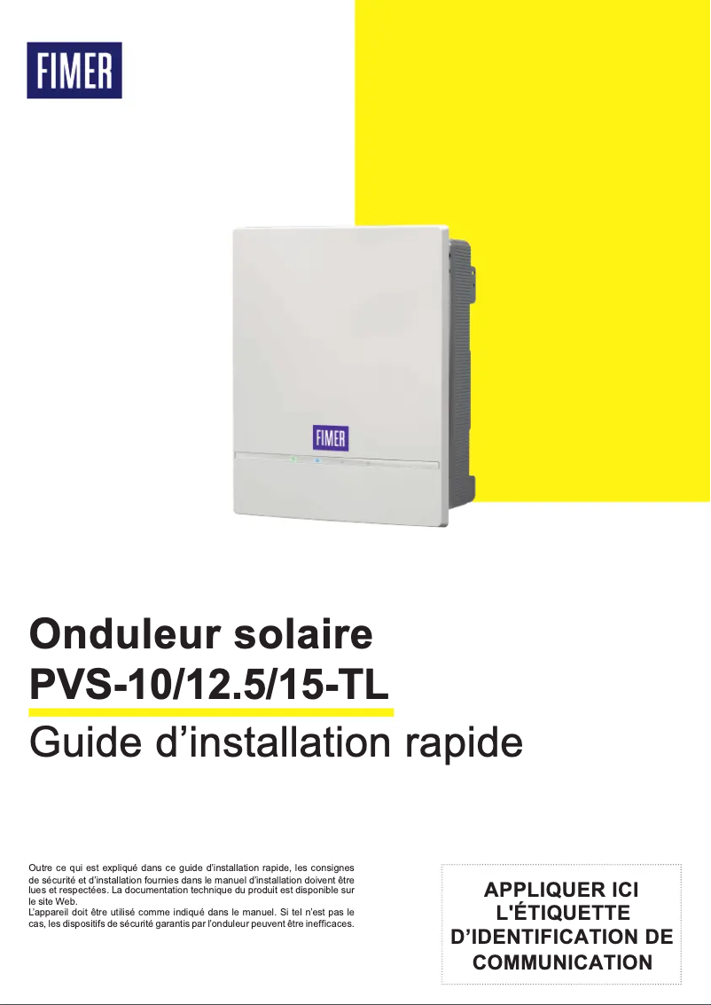 First page image of the manual for PVS-10-TL-SX