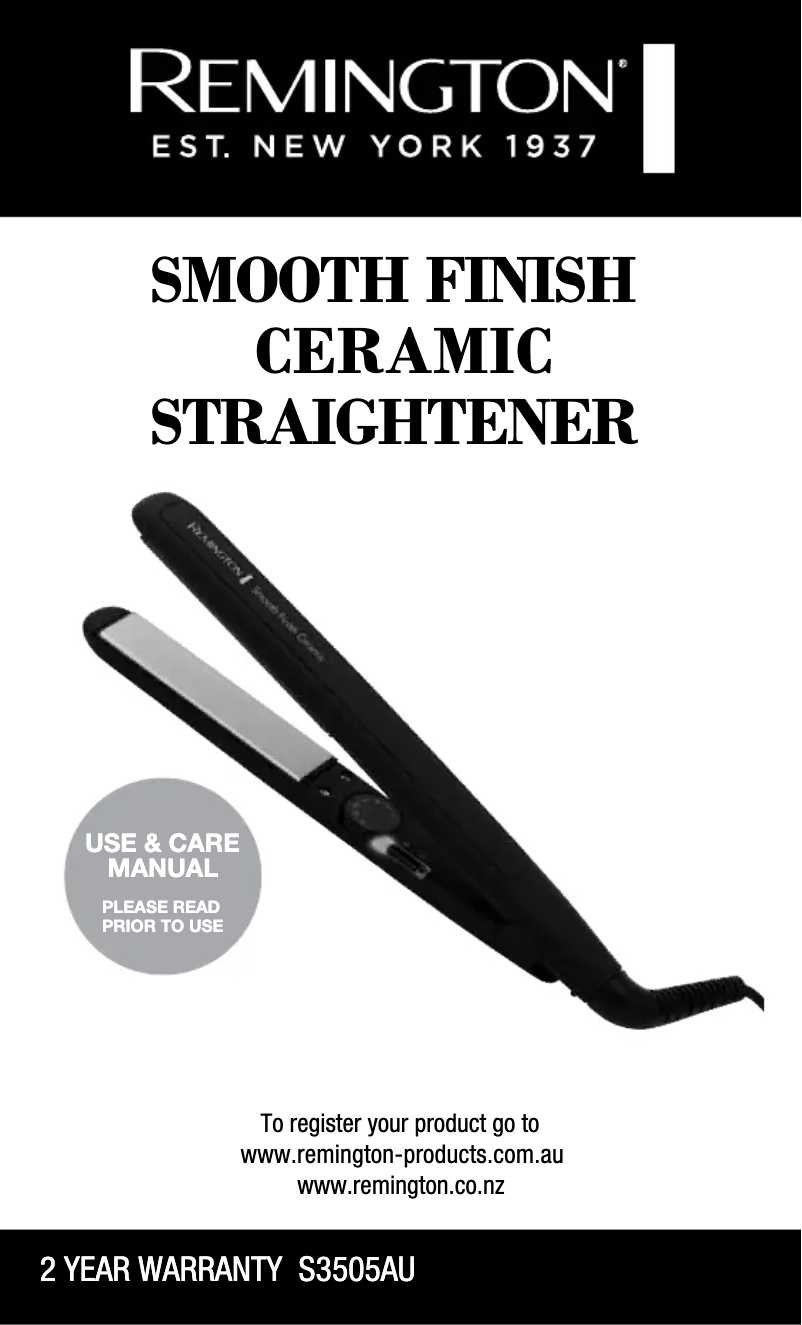 First page image of the manual for Smooth Finish S3505AU