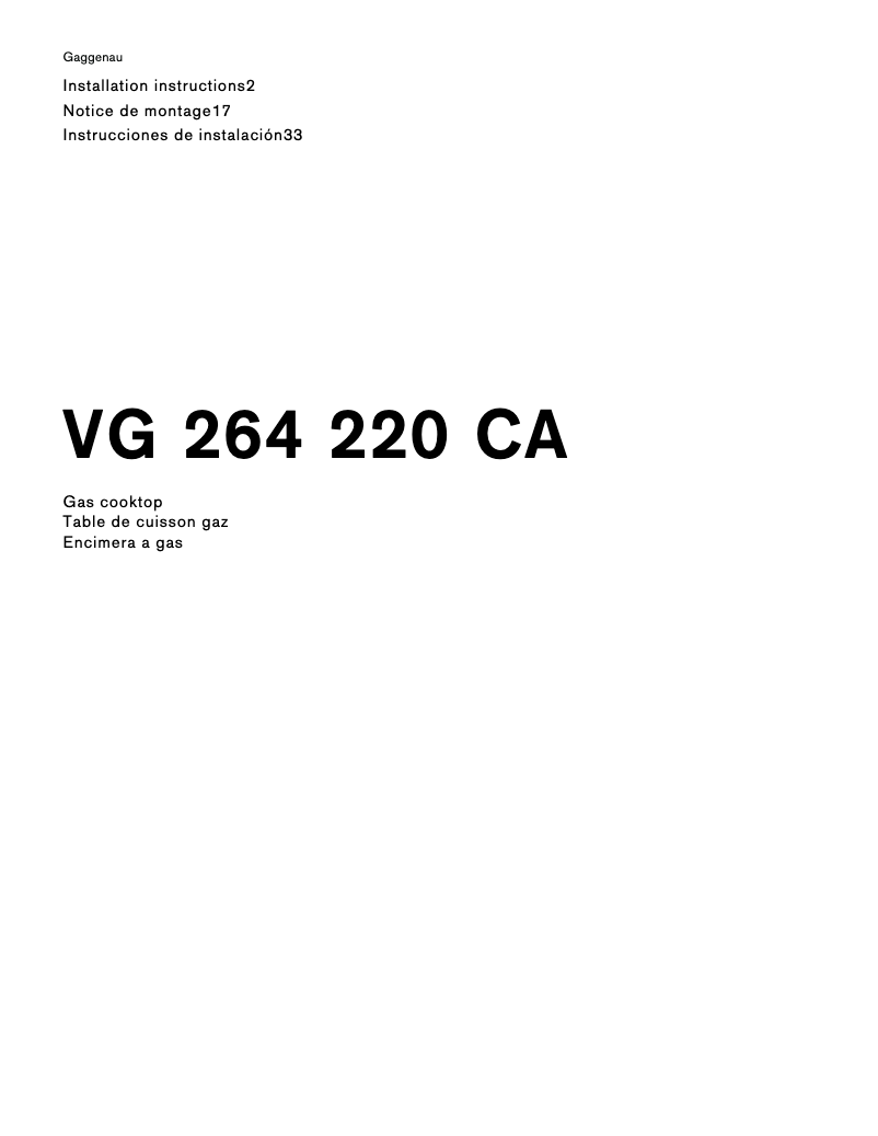 First page image of the manual for VG264220CA