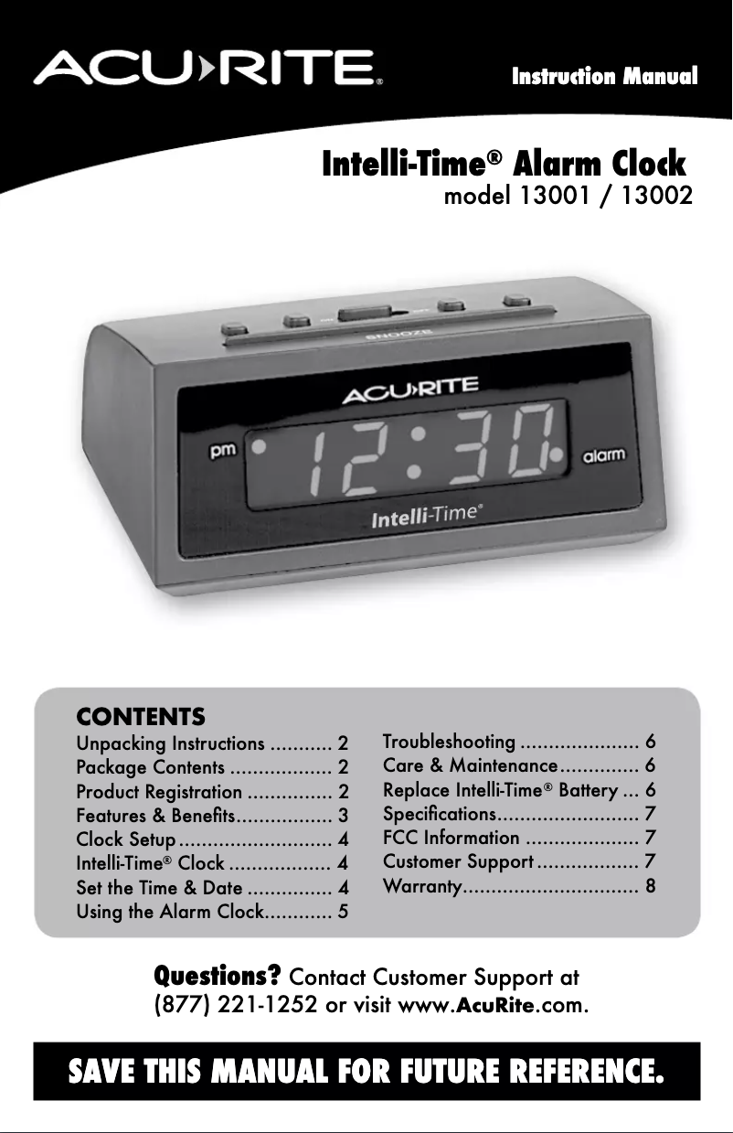 Page 1 of the manual User Manual AcuRite 13002A3